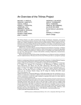 An Overview of the Trilinos Project