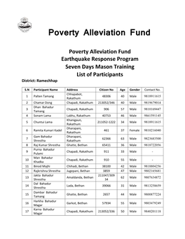 Poverty Alleviation Fund