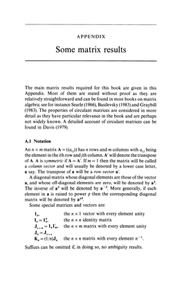 Some Matrix Results