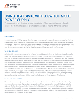 Heat Sink in Switch Power Supply Application Note