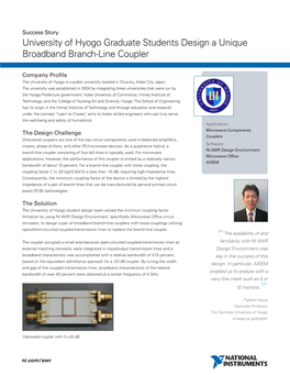 University of Hyogo Graduate Students Design a Unique Broadband Branch-Line Coupler