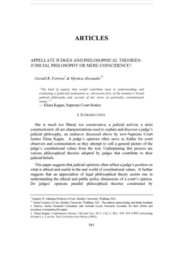 Appellate Judges and Philosophical Theories: Judicial Philosophy Or Mere Coincidence?