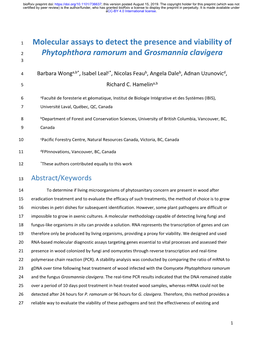 Phytophthora Ramorum and Grosmannia Clavigera 3