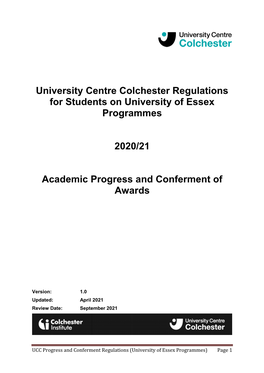 University of Essex Conferment of Awards Policy