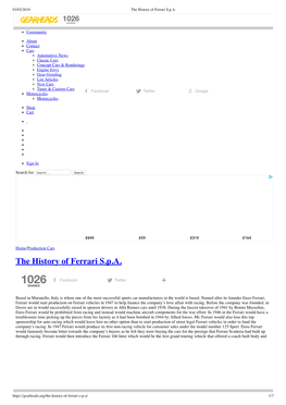 The History of Ferrari S.P.A. Menu 1026 Gearheads Bringing Auto Newsshares at High Speed