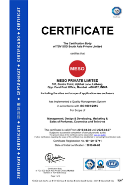 ISO Certificate