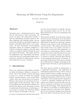 Measuring Ad Effectiveness Using Geo Experiments