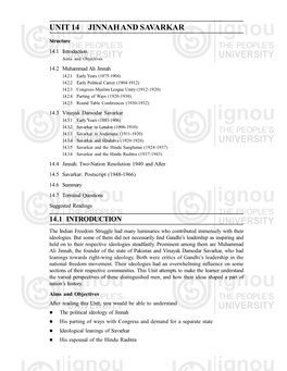 Unit 14 Jinnah and Savarkar