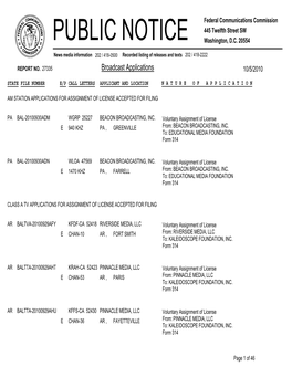 Broadcast Applications 10/5/2010