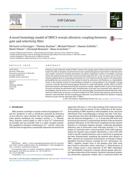 A Novel Homology Model of TRPC3 Reveals Allosteric Coupling Between