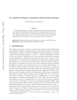 Arxiv:Math/0412052V1 [Math.PR] 2 Dec 2004 Aetemto Loehruwed N Naaebe O Nywa Only Not Unmanageable