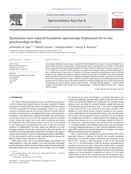 Quantitative Laser-Induced Breakdown Spectroscopy of Potassium for In-Situ Geochronology on Mars