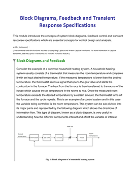 Block Diagrams, Feedback and Transient Response Specifications