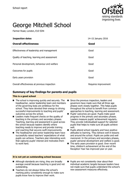 George Mitchell School Farmer Road, London, E10 5DN