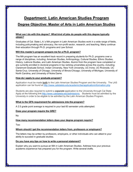 Latin American Studies MA