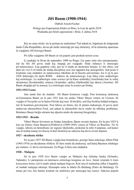 Jiří Baum (1900-1944) Oldřich Arnošt Fischer Prelego Por Esperantista Klubo En Brno, La 4-An De Aprilo 2018 Přednáška Pro Klub Esperantistů V Brně, 4