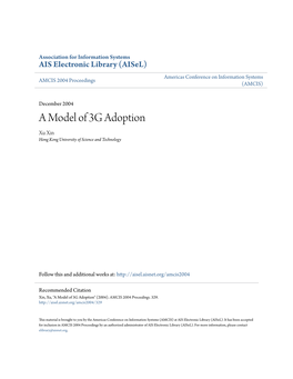 A Model of 3G Adoption Xu Xin Hong Kong University of Science and Technology