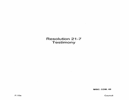 Resolution 21-7 Testimony