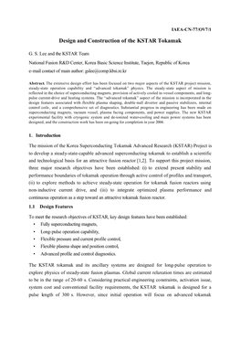 Design and Construction of the KSTAR Tokamak