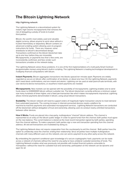 Lightning Network Summary