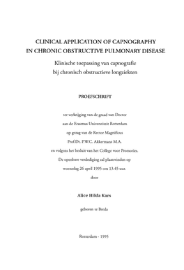 Clinical Application of Capnography in Chronic Obstructive Pulmonary Disease