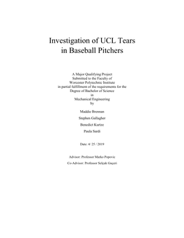 Investigation of UCL Tears in Baseball Pitchers