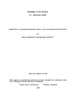 Compilation of Geothermal-Gradient Data in the Conterminous United States