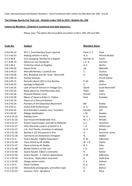 Excel Combined VSCC Letters by Members No. 299 - 6.6.20