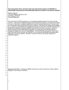 BHLHE41 Is Differentially Expressed in Multiple Models of Coronavirus Infection-PDF 032120