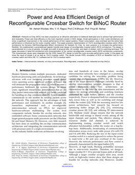 Power and Area Efficient Design of Reconfigurable Crossbar Switch for Binoc Router Mr