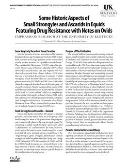 SR-102: Some Historic Aspects of Small Strongyles and Ascarids In