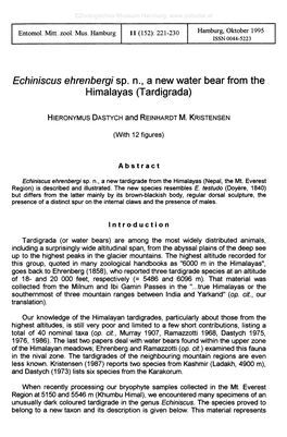 Echiniscus Ehrenbergi Sp. N., a New Water Bear from the Himalayas (Tardigrada)