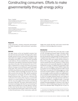 Constructing Consumers. Efforts to Make Governmentality Through Energy Policy