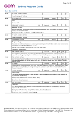 Sydney Program Guide