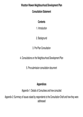 Wootton Wawen Neighbourhood Development Plan Consultation Statement