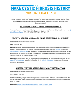 National Closing Ceremony Information Atlantic Region