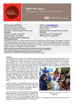 DREF Final Report Philippines: Typhoon Rammasun