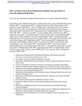 Rare Variants in the Genetic Background Modulate the Expressivity of Neurodevelopmental Disorders