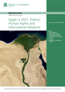 Egypt in 2021: Politics, Human Rights and International Relations