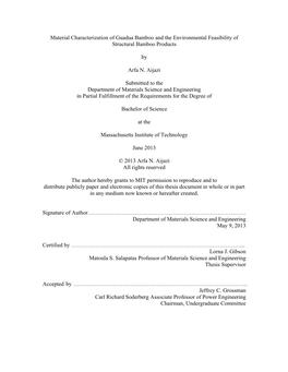 Material Characterization of Guadua Bamboo and the Environmental Feasibility of Structural Bamboo Products