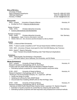 University of Hawaii Dept of Geology & Geophysics Home Ph. (808)