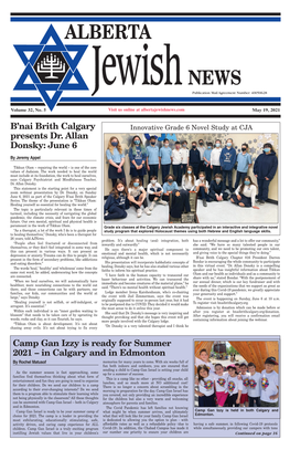 To View Alberta Jewish News – Digital Edition – May 2021