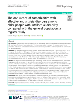 The Occurrence of Comorbidities with Affective and Anxiety Disorders