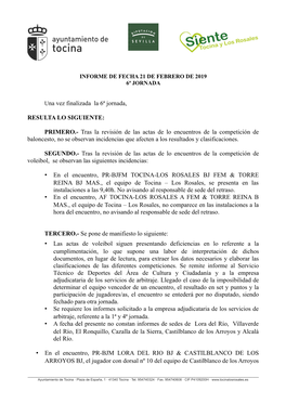 Una Vez Finalizada La 6ª Jornada, RESULTA LO SIGUIENTE