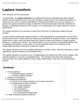 Laplace Transform - Wikipedia, the Free Encyclopedia 01/29/2007 07:29 PM
