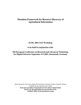 Metadata Framework for Resource Discovery of Agricultural Information