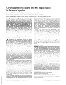 Chromosomal Inversions and the Reproductive Isolation of Species