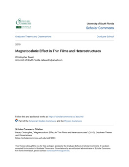 Magnetocaloric Effect in Thin Films and Heterostructures