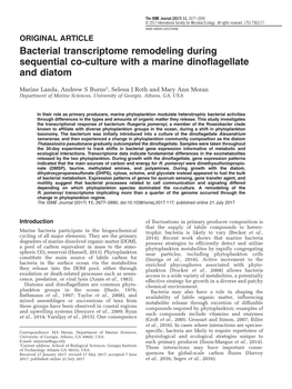 Bacterial Transcriptome Remodeling During Sequential Co-Culture with a Marine Dinoflagellate and Diatom