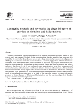 Connecting Neurosis and Psychosis: the Direct Influence of Emotion On